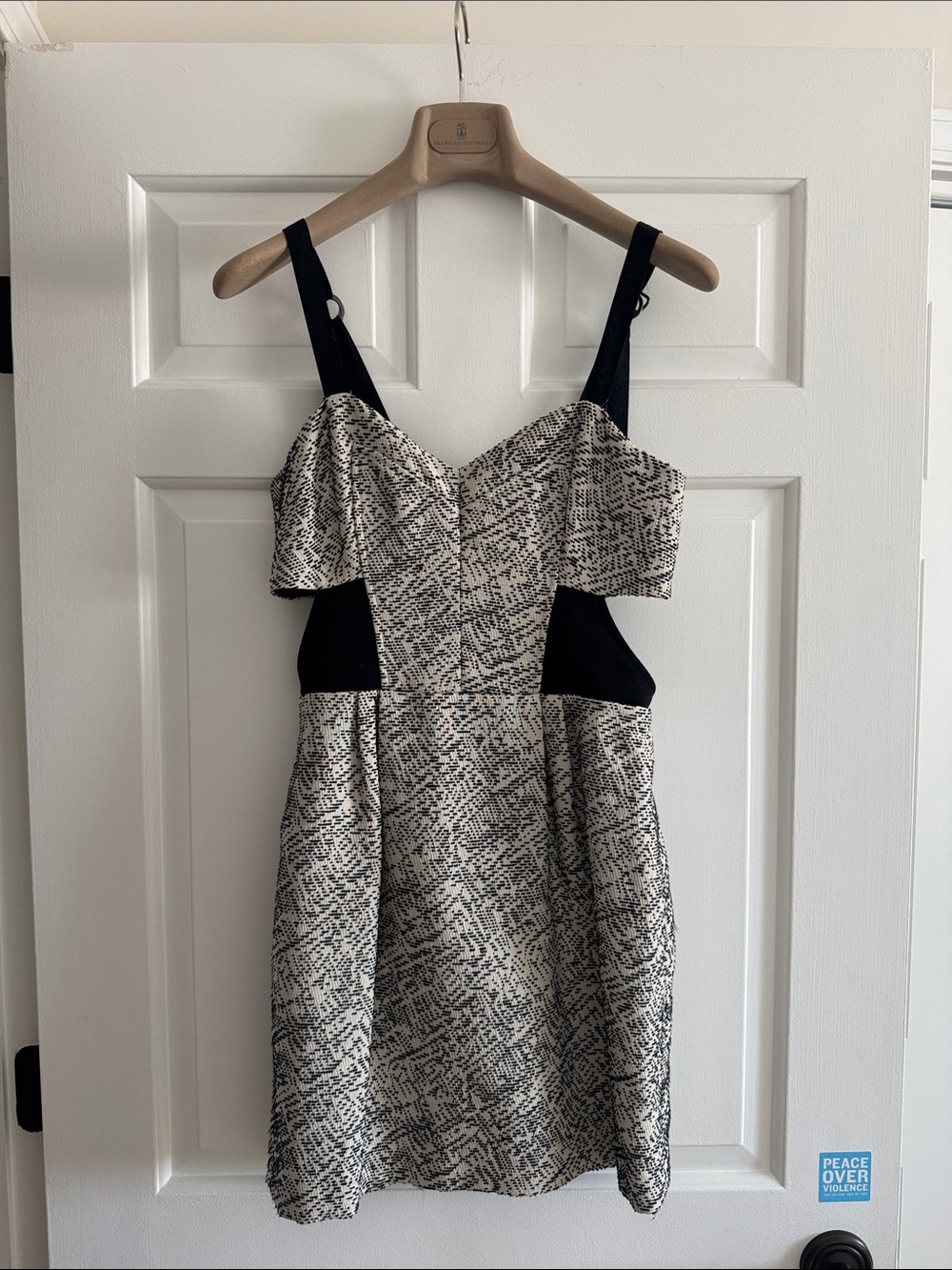 Rebecca Minkoff Black and Cream Printed Mini Dress